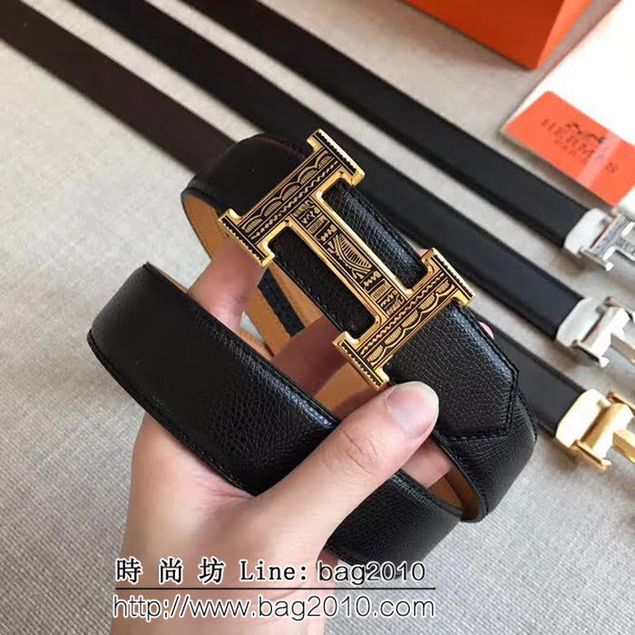 愛馬仕HERMES 自動平滑帶 精鋼五金 原版頭層手掌紋高端男士皮帶 HHG1560